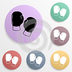 Silhouette of boxing glove badge color set icon. Simple glyph, flat vector of sport icons for ui and ux, website or mobile