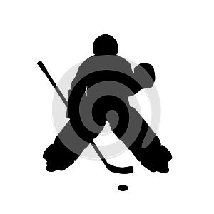 Silhouette boy ice hockey player Goaltender. Symbol sport