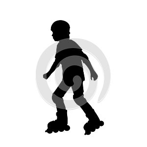 Silhouette boy skating on the rollerblades