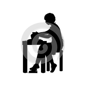 Silhouette boy working on pottery wheel