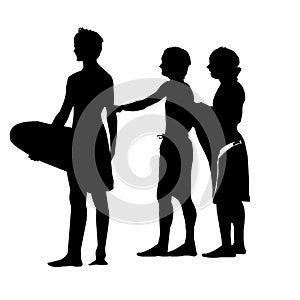 Silhouette of Boys on the Beach