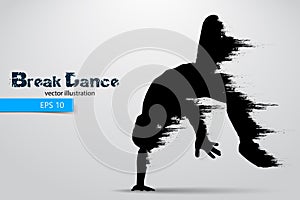 Silhouette of a break dancer from particles. Vector illustration