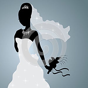 Silhouette of a bride.