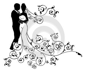 Silhouette Bride and Groom Wedding Couple