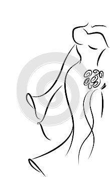 Silhouette of a bride in a wedding dress,vector