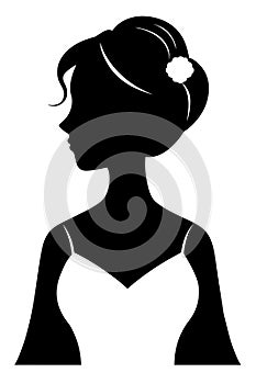 Silhouette of a bride with a wedding hairstyle portrait