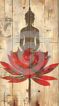 Silhouette of Buddha in lotus position. Serene symbol of Buddhism in contemplation. Concept of enlightenment, Zen