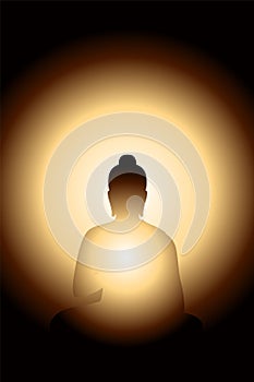 Silhouette Buddha Siddhartha gautama and background Light glowing