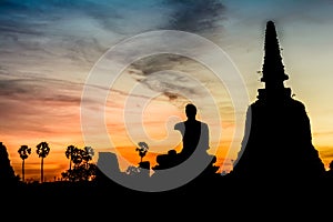 Silhouette of buddha statue