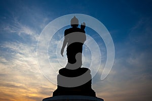 Silhouette of Buddha statue at Phutthamonthon, Nakhon Pathom, Th