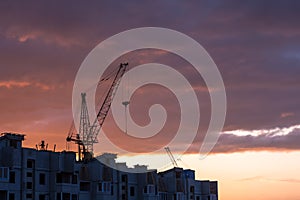 Silhouette of building crane