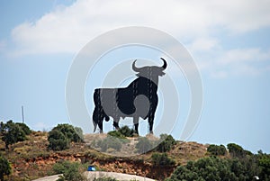 Silhouette of a bull statue, Fuengirola. photo