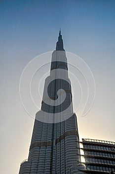 Silhouette of the Burj Khalifa tower