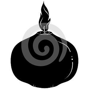 Silhouette burning round shape candle