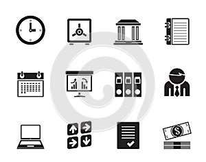 Silhouette Business, finance and office icons