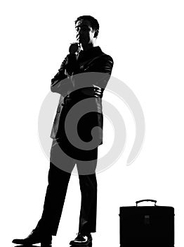 Silhouette business man attitude thinking pensive