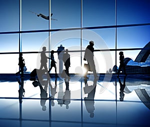 Silhouette of Business People in the Airport