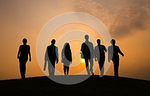 Silhouette of Business People Walking