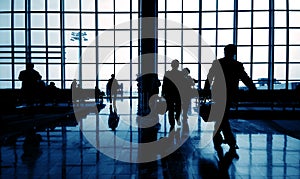 Silhouette of Business Traveler at Airport