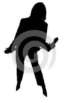 Silhouette of Business Woman with Phone