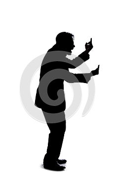 Silhouette of a Businessman Acting Angry