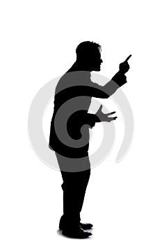 Silhouette of a Businessman Acting Angry