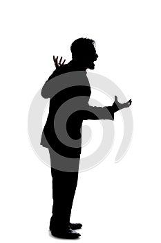 Silhouette of a Businessman Acting Angry