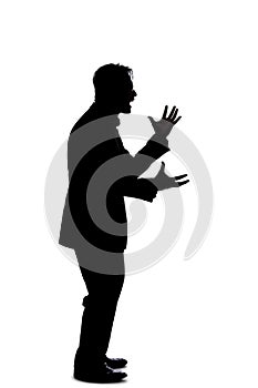 Silhouette of a Businessman Acting Angry