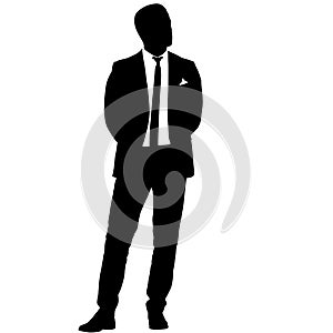 Silhouette businessman man in suit with tie on a white background