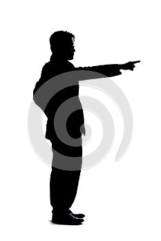 Silhouette of Businessman Pointing at Something