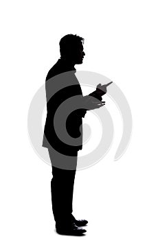 Silhouette of a Businessman Talking to Someone