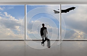 Silhouette of Businessman Traveling at an Airport