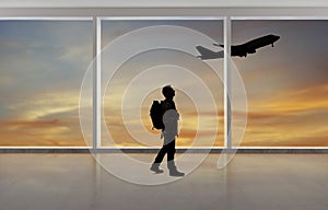 Silhouette of Businessman Traveling at an Airport