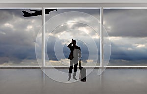 Silhouette of Businessman Traveling at an Airport