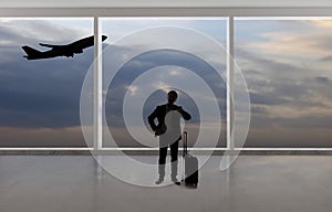 Silhouette of Businessman Traveling at an Airport