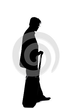 Silhouette of a Businessman Waiting Patiently