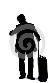 Silhouette of a Businessman Waiting Patiently