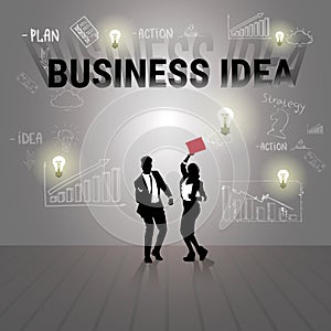 Silhouette Businesspeople Business Idea Brainstorm New Startup Development