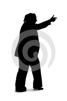 Silhouette of a Businesswoman Pointing At Something