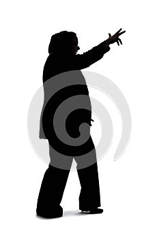 Silhouette of a Businesswoman Pointing Something