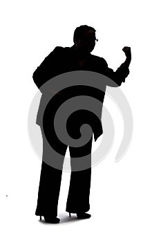 Silhouette of a Businesswoman Punching Something
