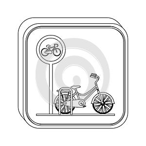 Silhouette button bicycle parking area