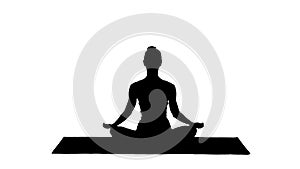 Silhouette Calm pretty woman doing yoga exercise sitting in yoga