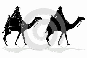 Silhouette of a cameleer , vector drawing