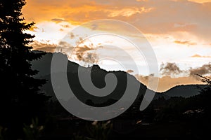 Silhouette of Campo dei Fiori of Varese and the Sacro Monte of Varese