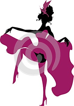 Silhouette of cancan dancer