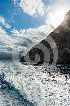 Silhouette of Capri island on Tyrrhenian Sea in Italy