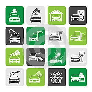 Silhouette Car and road services icons