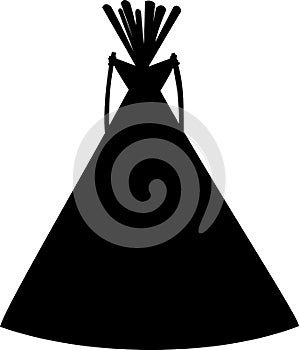 Silhouette of Cartoon teepee tipi. Traditional Indian dwelling