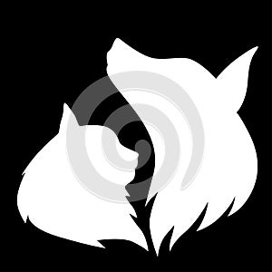 Silhouette of a cat and dog muzzle profile